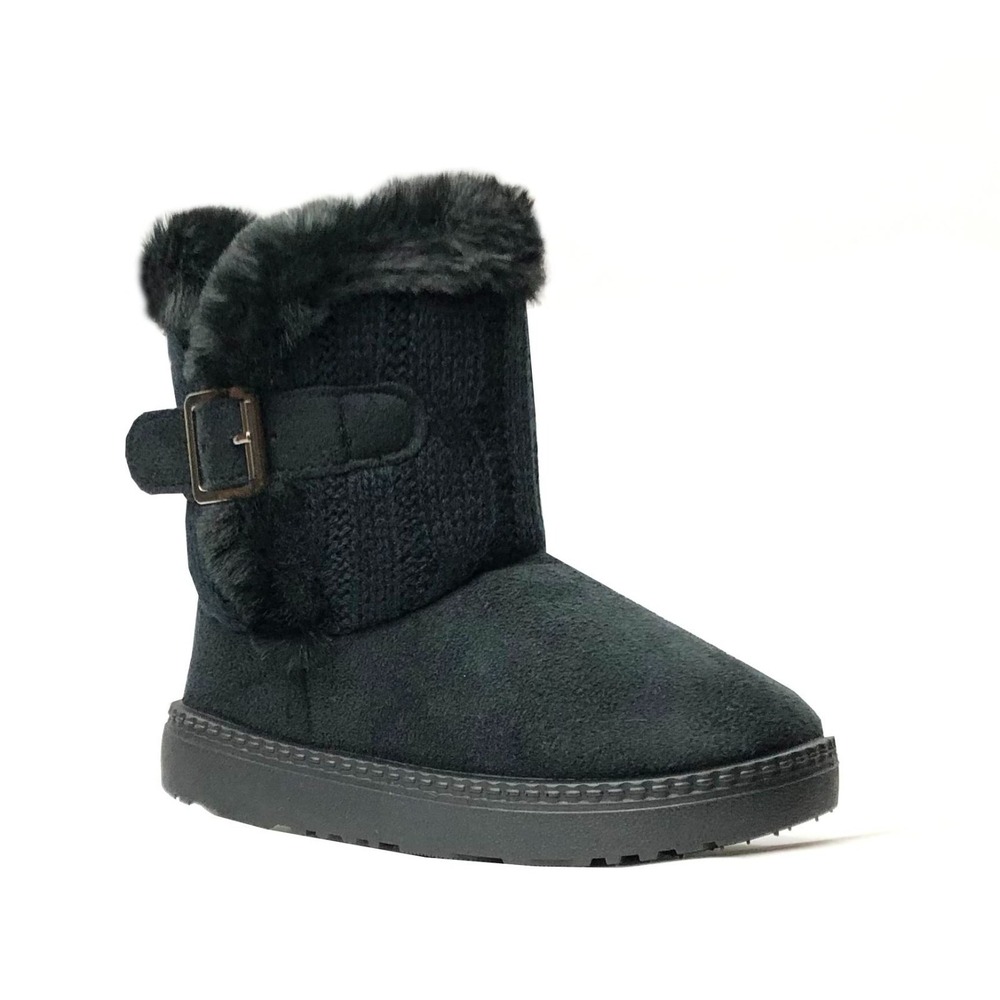 Baby Girl Knit Booties 6.5 – Faux Fur Lined‎ with Buckle Strap